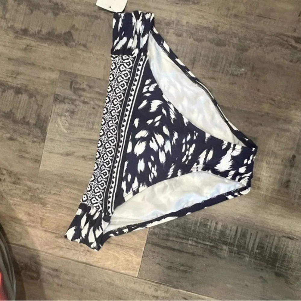 La Blanca Navy White Floral Geometric Bikini Bottoms 2 Pack NWT Size 12